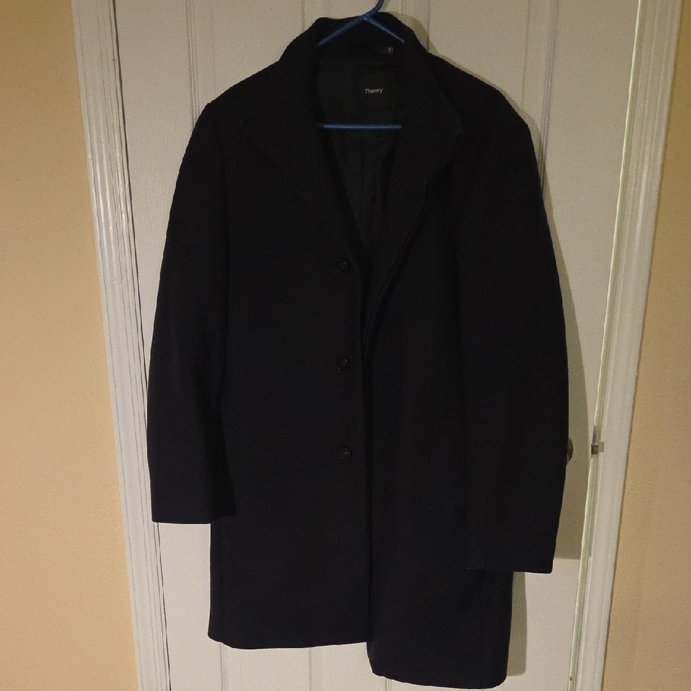Theory Navy Belvin Wool Coat